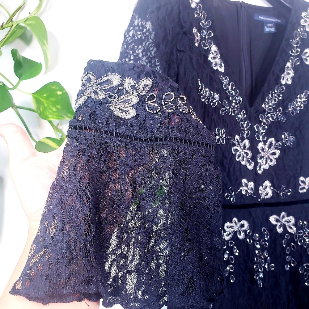 NWT FRENCH CONNECTION Lace Long Sleeve Mini Dress - Picture 10 of 12